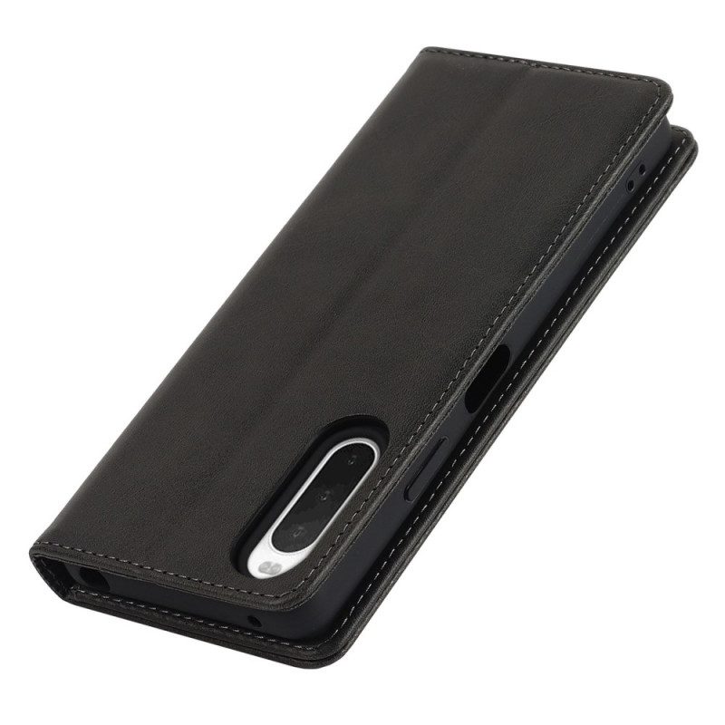 Folio Cover Sony Xperia 10 IV Custodia in pelle Disegno Classico