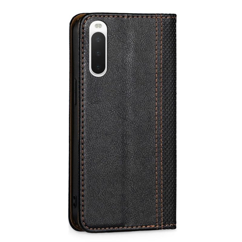 Folio Cover Sony Xperia 10 IV Custodia in pelle Ecopelle Vintage