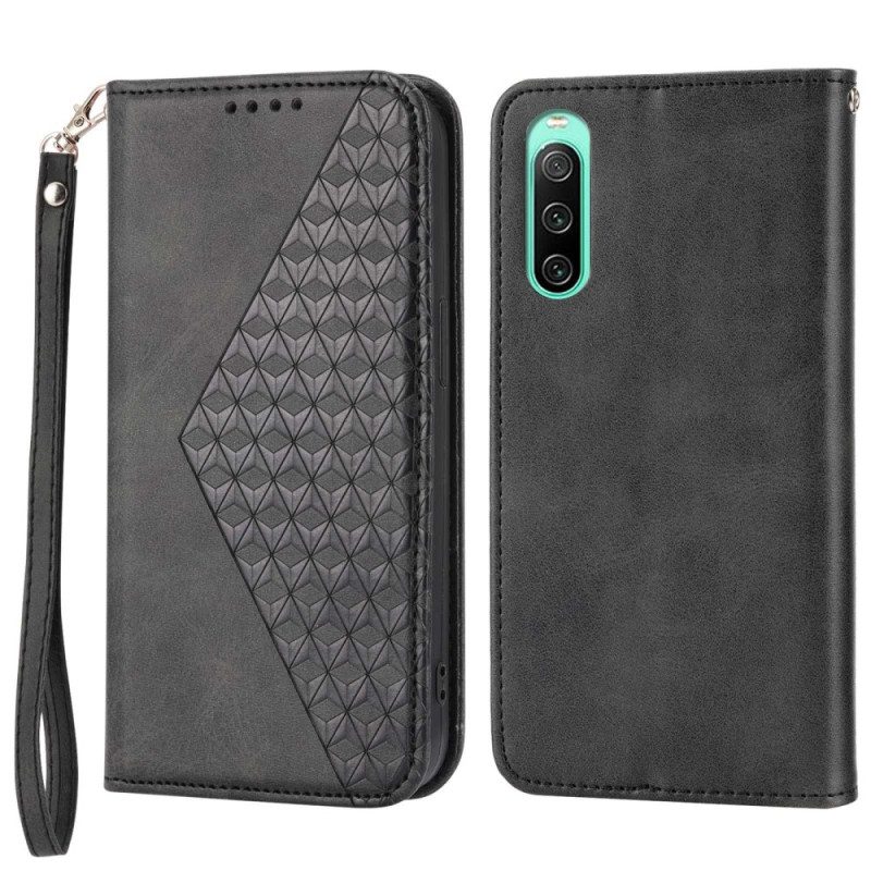 Folio Cover Sony Xperia 10 IV Custodia in pelle Stile In Pelle Modello 3d Con Cinturino