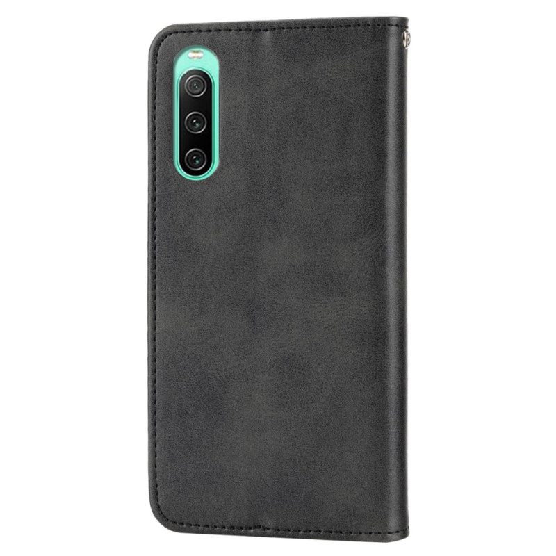 Folio Cover Sony Xperia 10 IV Custodia in pelle Stile In Pelle Modello 3d Con Cinturino