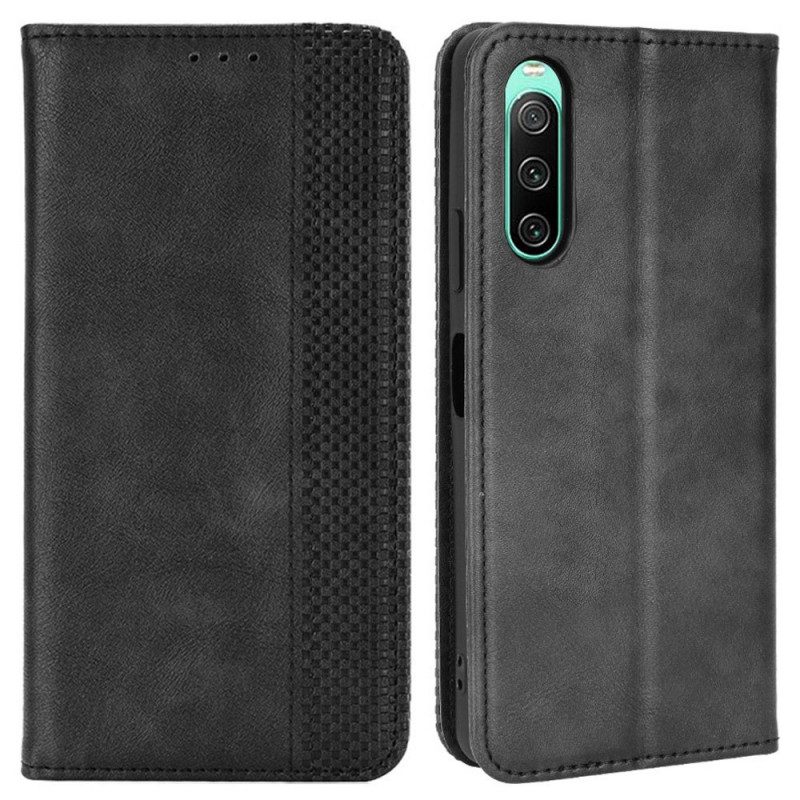 Folio Cover Sony Xperia 10 IV Custodia in pelle Stile Stilizzato In Pelle