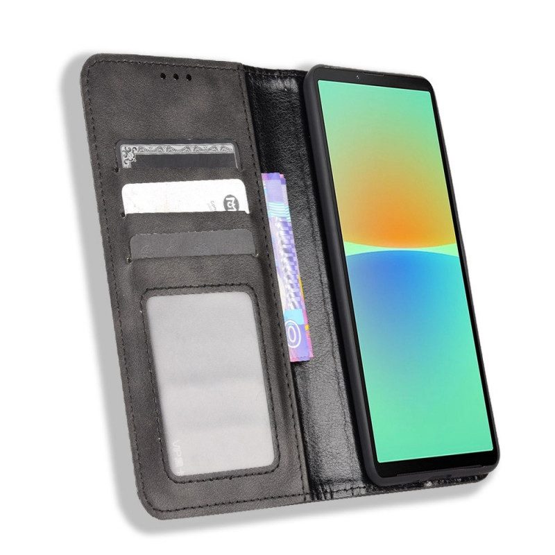 Folio Cover Sony Xperia 10 IV Custodia in pelle Stile Stilizzato In Pelle