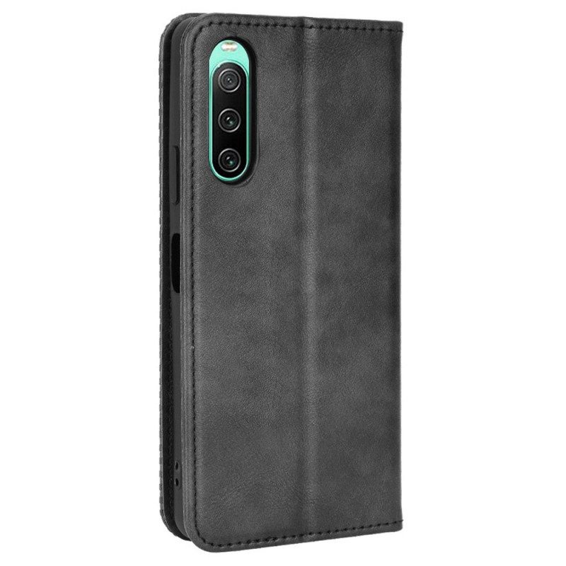 Folio Cover Sony Xperia 10 IV Custodia in pelle Stile Stilizzato In Pelle