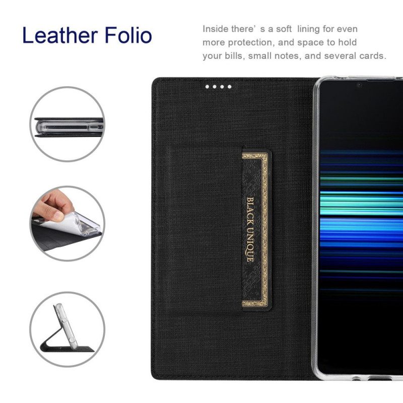 Folio Cover Sony Xperia 10 IV Custodia in pelle Struttura Del Tessuto Vili