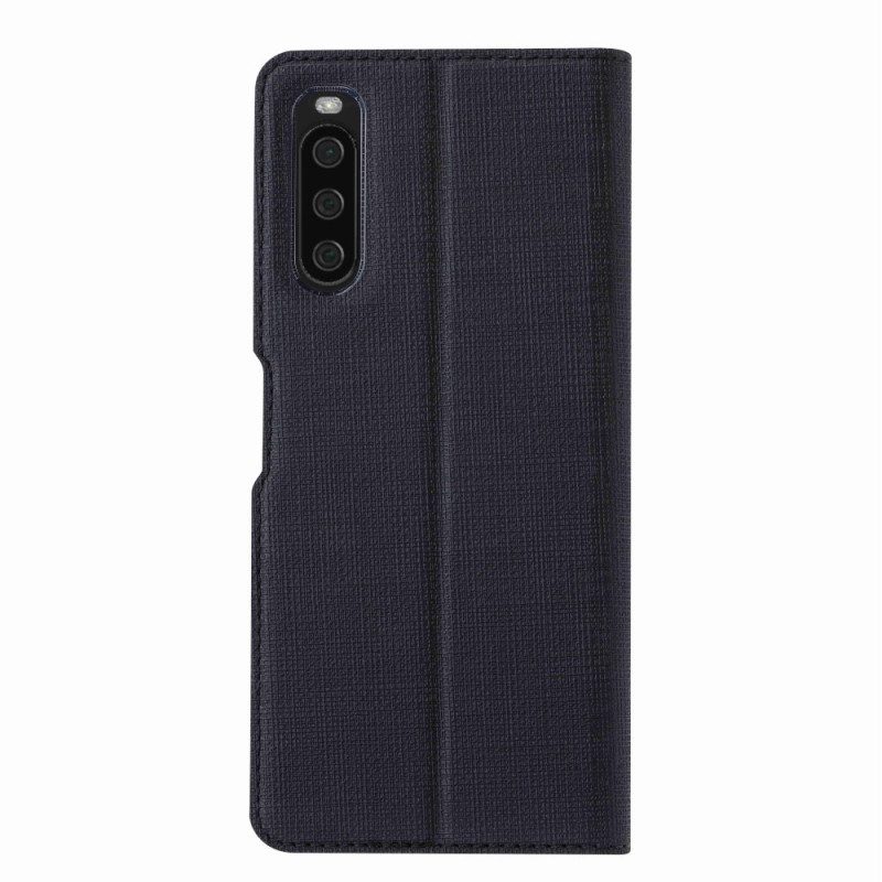 Folio Cover Sony Xperia 10 IV Custodia in pelle Struttura Del Tessuto Vili