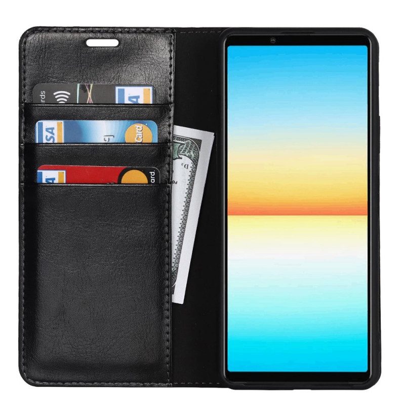 Folio Cover Sony Xperia 10 IV Custodia in pelle Pelle Vera