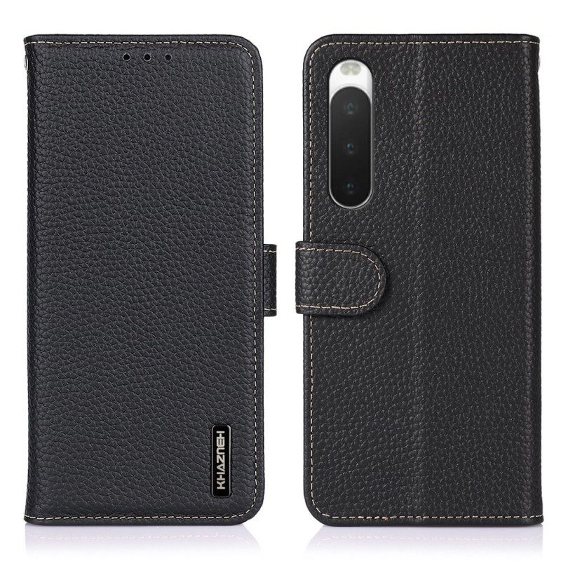 Folio Cover Sony Xperia 10 IV Khazneh Pelle Di Litchi