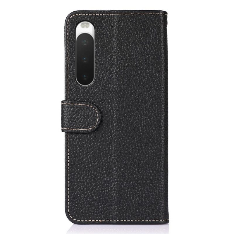 Folio Cover Sony Xperia 10 IV Khazneh Pelle Di Litchi