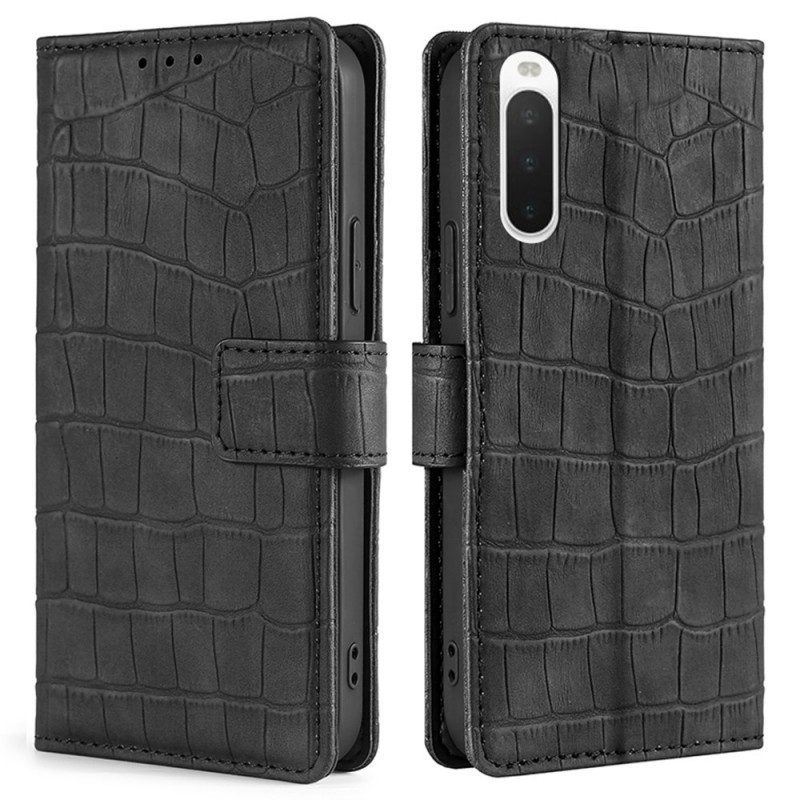 Folio Cover Sony Xperia 10 IV Stile Pelle Di Coccodrillo