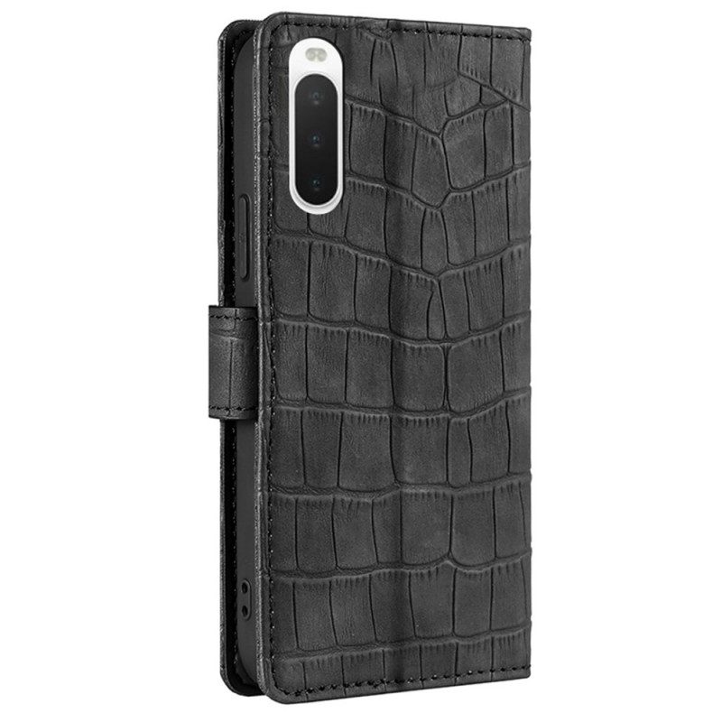 Folio Cover Sony Xperia 10 IV Stile Pelle Di Coccodrillo