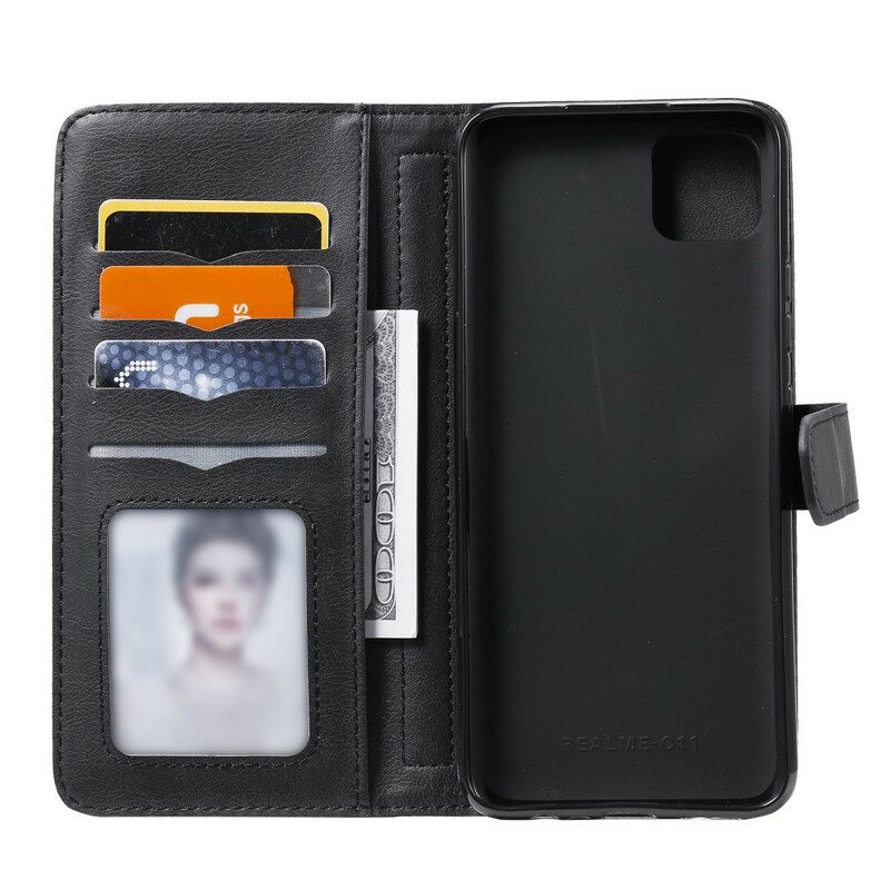 Custodia in pelle Realme C11 Portacarte Multifunzione Da 10 Carte