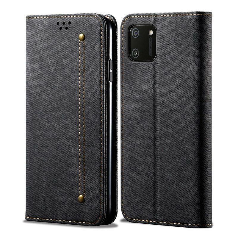 Folio Cover Realme C11 Custodia in pelle Trama Di Jeans In Ecopelle