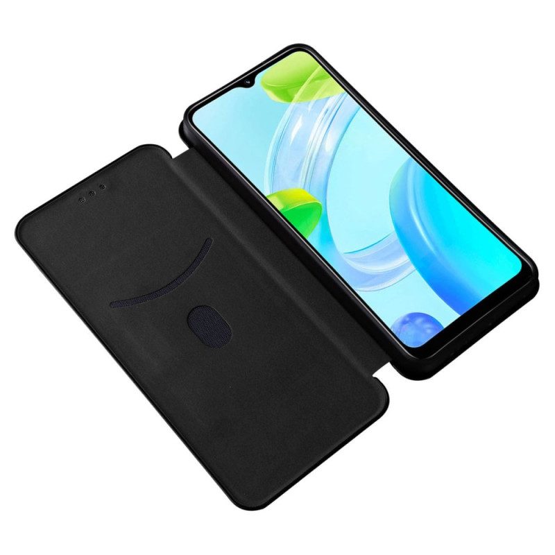 Folio Cover Realme C30 Custodia in pelle Supporto Anello In Fibra Di Carbonio