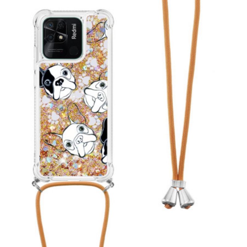 Cover Xiaomi Redmi 10C Cani Con Coulisse Di Paillettes