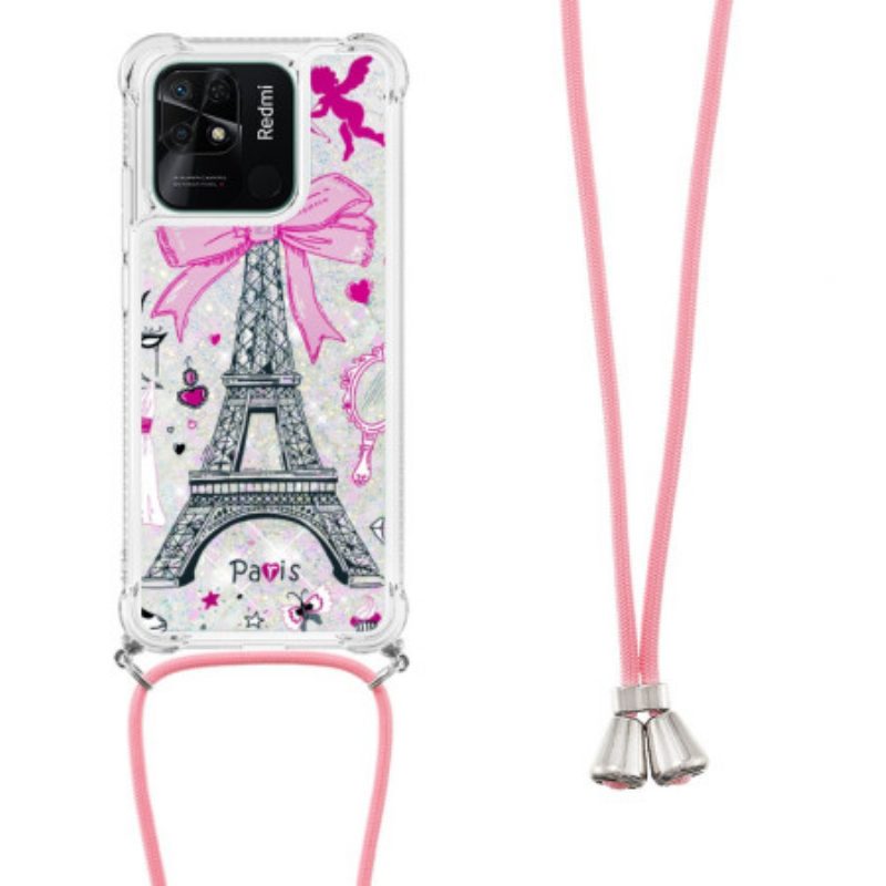 Cover Xiaomi Redmi 10C Coulisse Glitterata Torre Eiffel