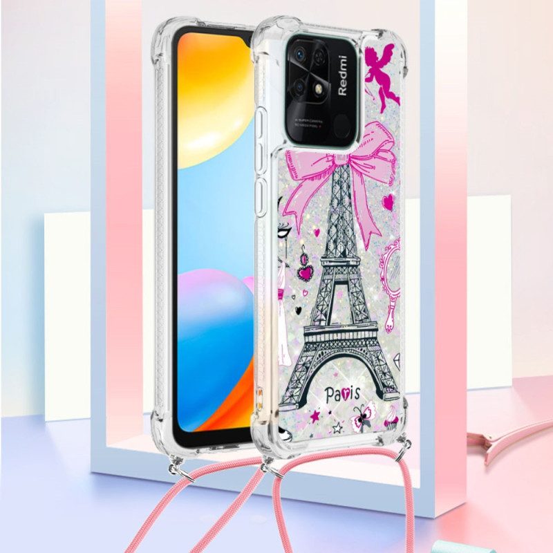 Cover Xiaomi Redmi 10C Coulisse Glitterata Torre Eiffel