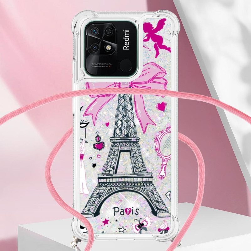 Cover Xiaomi Redmi 10C Coulisse Glitterata Torre Eiffel