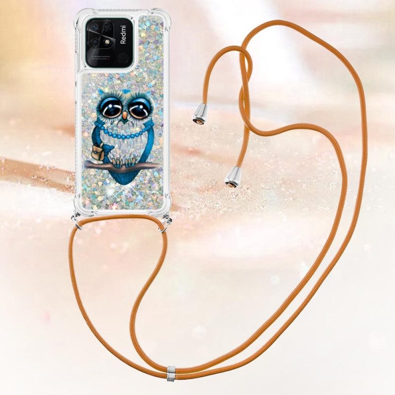 Cover Xiaomi Redmi 10C Miss Owl Con Coulisse In Paillettes