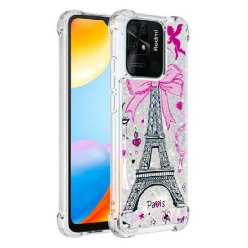 Cover Xiaomi Redmi 10C Paillettes Torre Eiffel