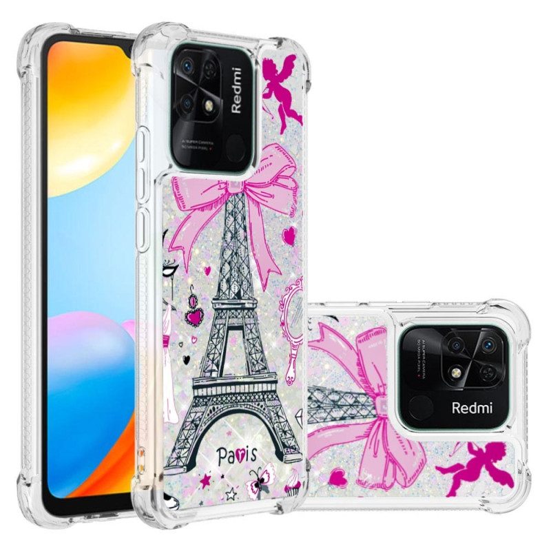 Cover Xiaomi Redmi 10C Paillettes Torre Eiffel