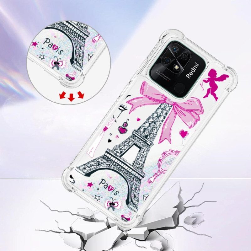 Cover Xiaomi Redmi 10C Paillettes Torre Eiffel