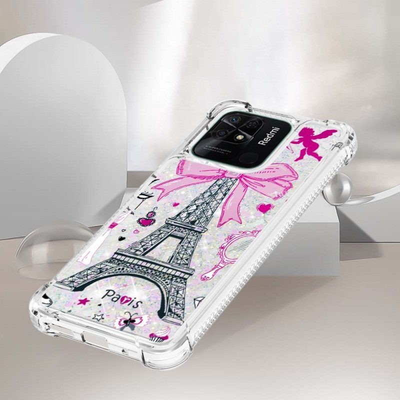 Cover Xiaomi Redmi 10C Paillettes Torre Eiffel