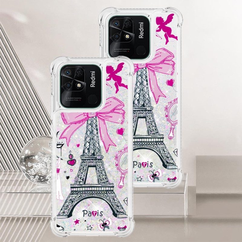 Cover Xiaomi Redmi 10C Paillettes Torre Eiffel