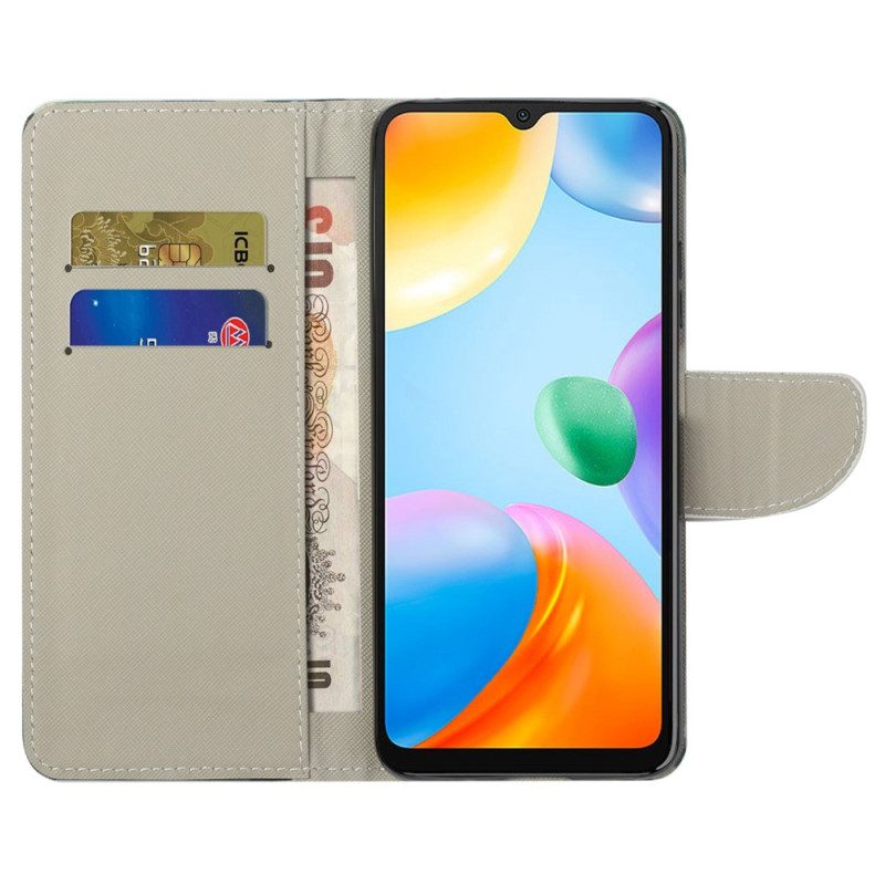 Custodia A Portafoglio Xiaomi Redmi 10C Albero Con Foglie Verdi