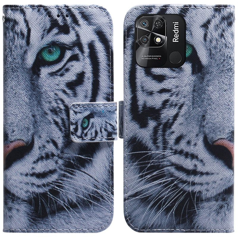 Custodia A Portafoglio Xiaomi Redmi 10C Tigre Bianca