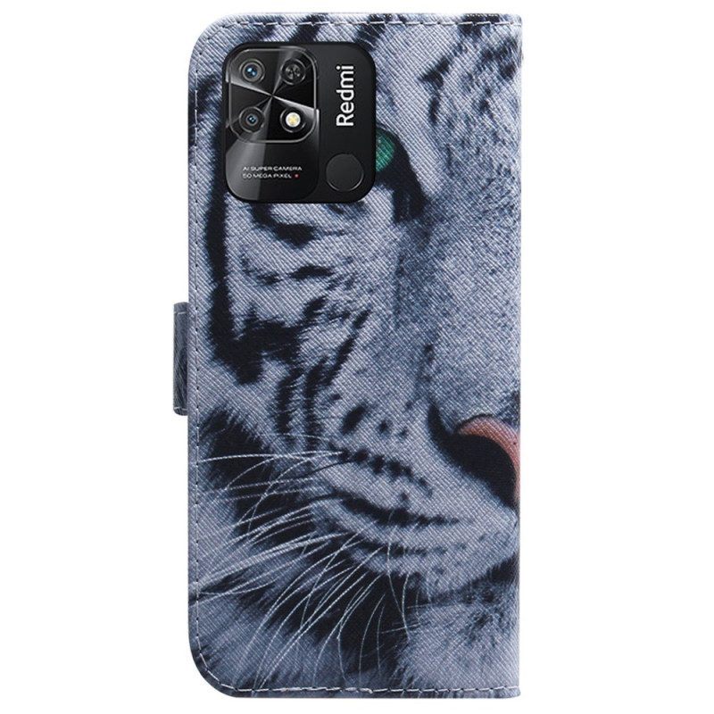 Custodia A Portafoglio Xiaomi Redmi 10C Tigre Bianca