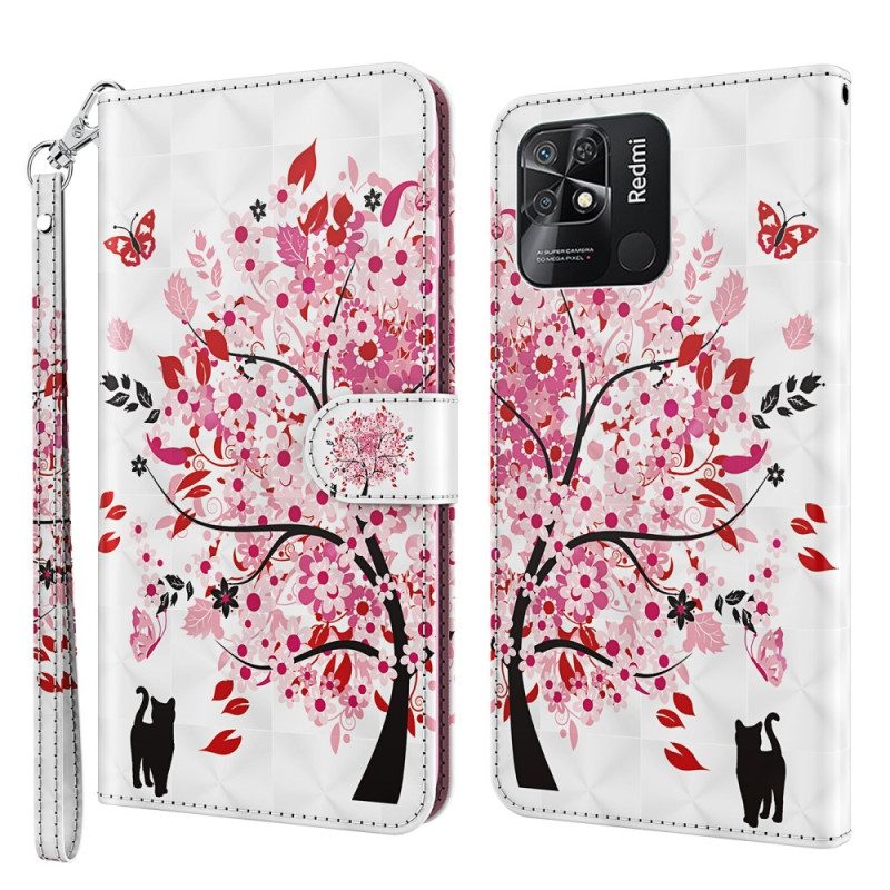 Custodia in pelle Xiaomi Redmi 10C Albero Di Rose Strappy