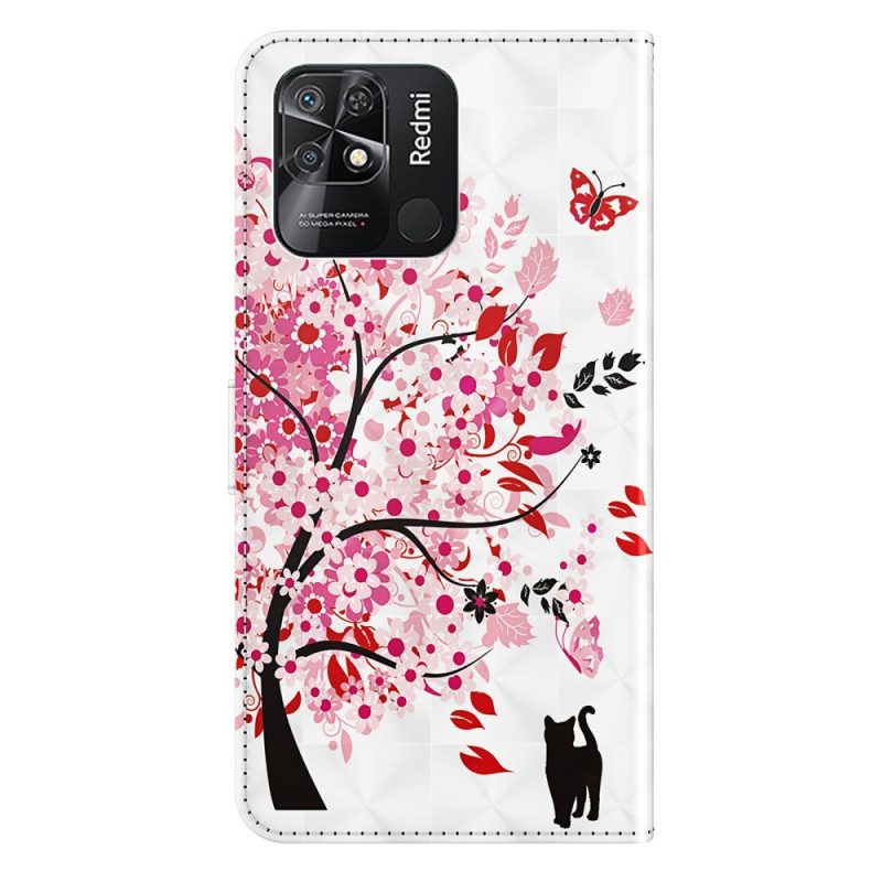 Custodia in pelle Xiaomi Redmi 10C Albero Di Rose Strappy