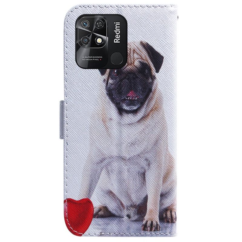 Custodia in pelle Xiaomi Redmi 10C Cane Carlino