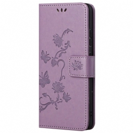 Custodia in pelle Xiaomi Redmi 10C Cinturino Fiori