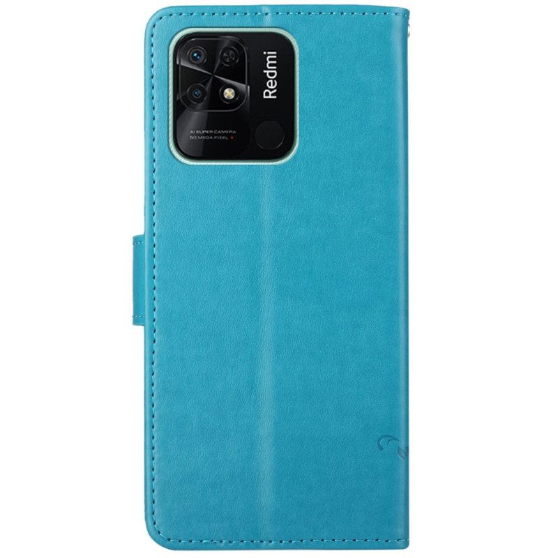 Custodia in pelle Xiaomi Redmi 10C Cinturino Fiori