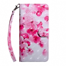 Custodia in pelle Xiaomi Redmi 10C Cinturino Fiori