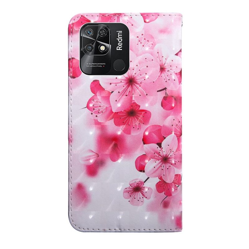 Custodia in pelle Xiaomi Redmi 10C Cinturino Fiori