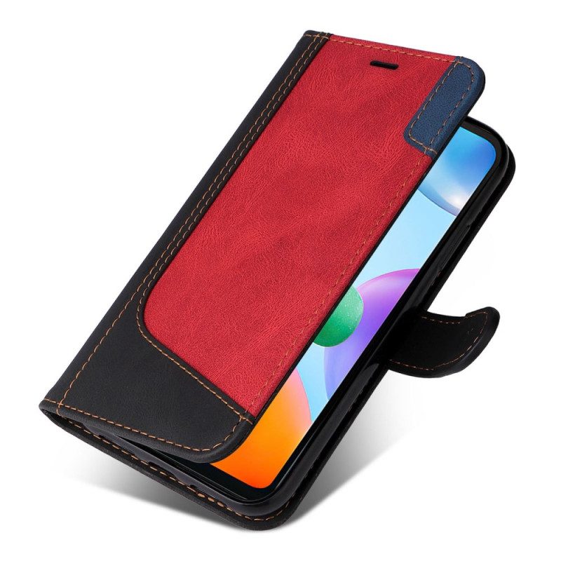 Custodia in pelle Xiaomi Redmi 10C Cinturino Tricolore