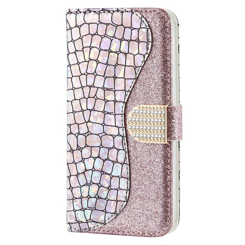 Custodia in pelle Xiaomi Redmi 10C Diamanti Coccodrillo