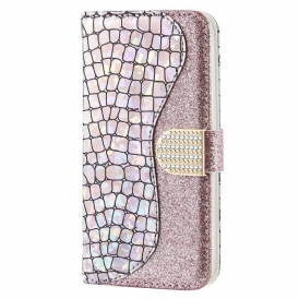 Custodia in pelle Xiaomi Redmi 10C Diamanti Coccodrillo