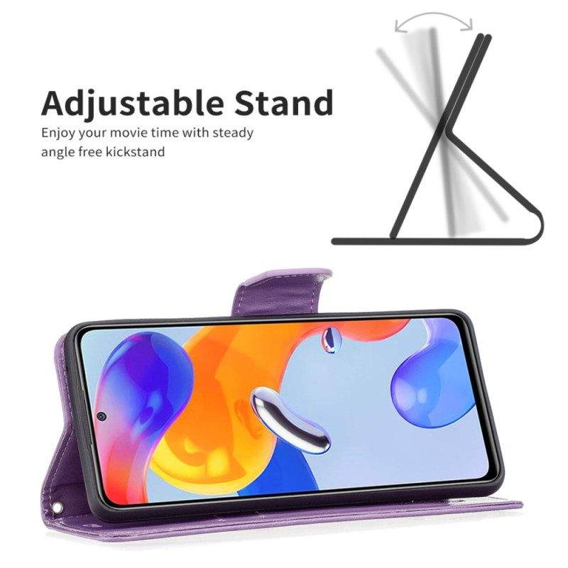 Custodia in pelle Xiaomi Redmi 10C Farfalle Stampate Strappy