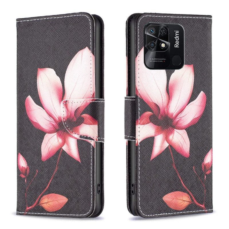 Custodia in pelle Xiaomi Redmi 10C Fiore Rosa