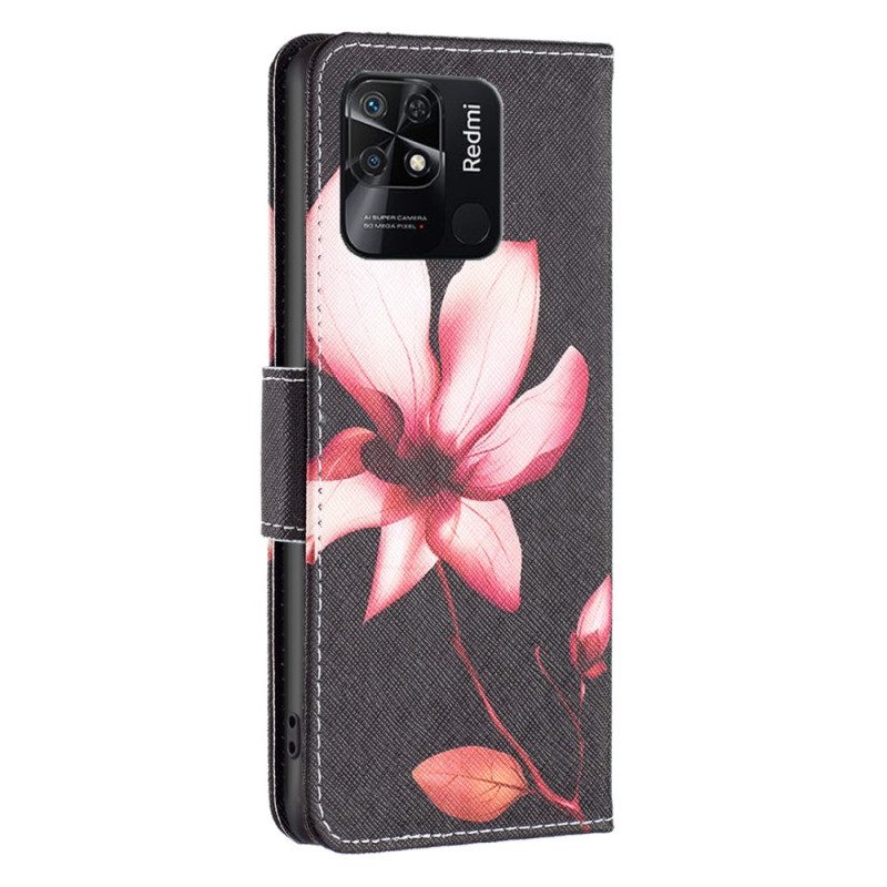 Custodia in pelle Xiaomi Redmi 10C Fiore Rosa