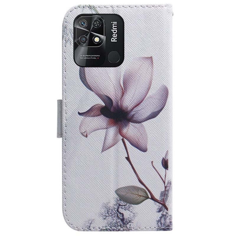 Custodia in pelle Xiaomi Redmi 10C Fiore Rosa