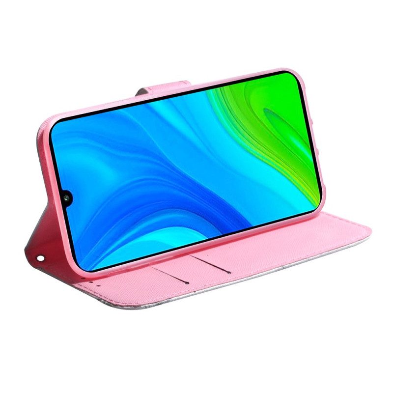 Custodia in pelle Xiaomi Redmi 10C Fiore Rosa