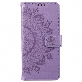 Custodia in pelle Xiaomi Redmi 10C Mandala Sole Con Cordino