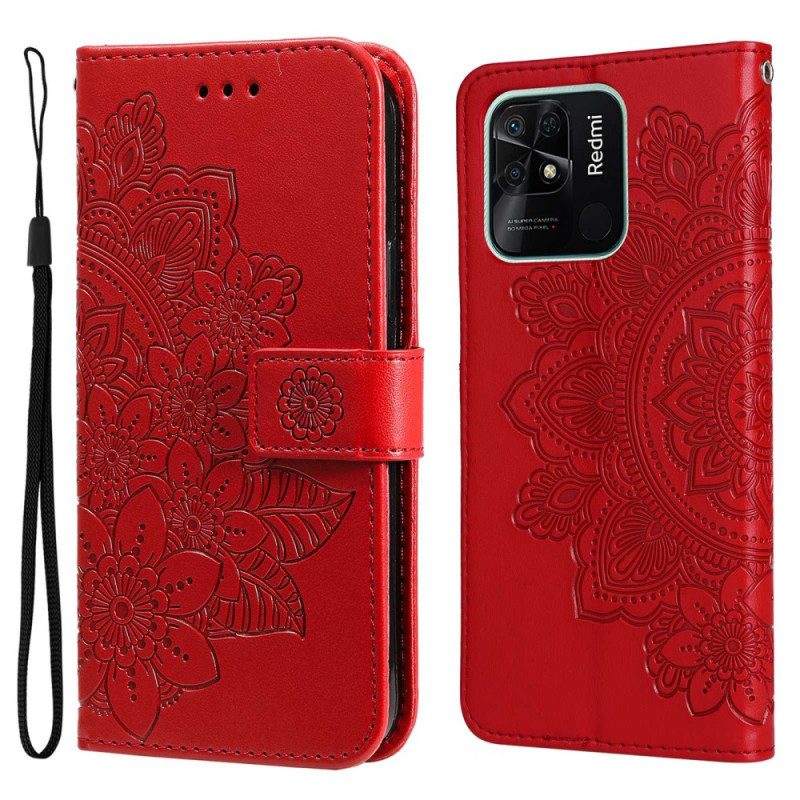 Custodia in pelle Xiaomi Redmi 10C Mandala Strappy