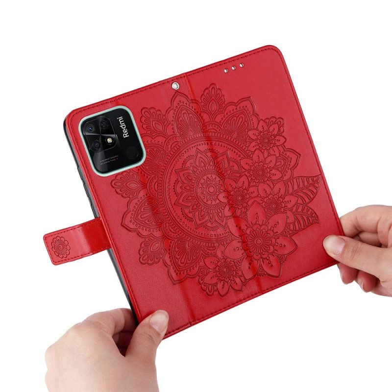 Custodia in pelle Xiaomi Redmi 10C Mandala Strappy