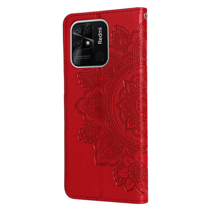 Custodia in pelle Xiaomi Redmi 10C Mandala Strappy