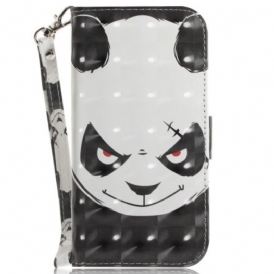 Custodia in pelle Xiaomi Redmi 10C Panda Arrabbiato Con Cordino